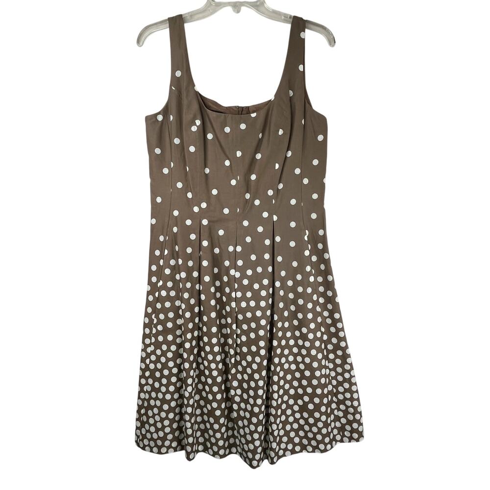 Nine West sleeveless polka dot dress brown/white, size 10, EUC